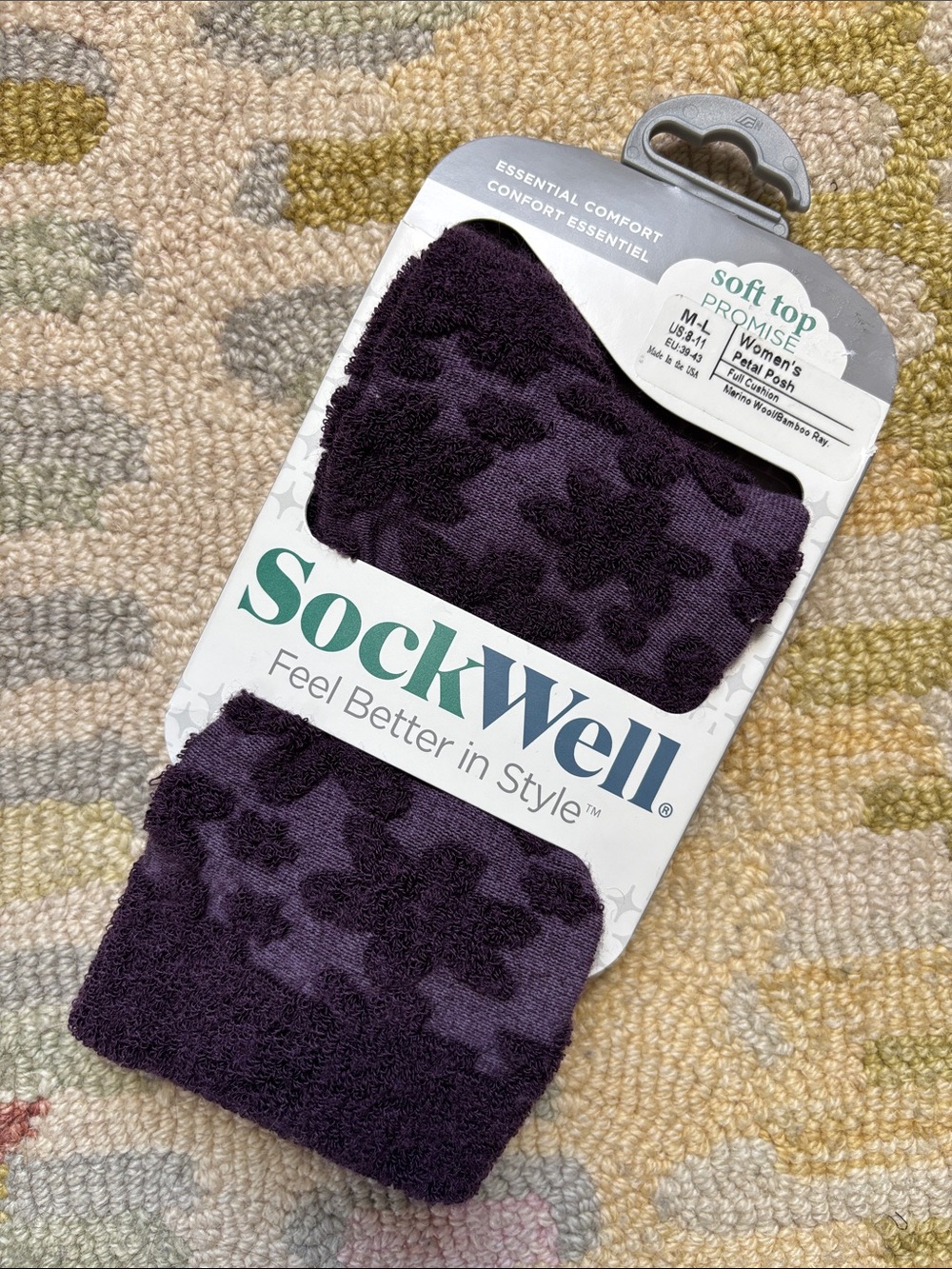 SockWell Essential Comfort Petal Posh BlackBerry Socks NWT women’s size M-L - Picture 8 of 8